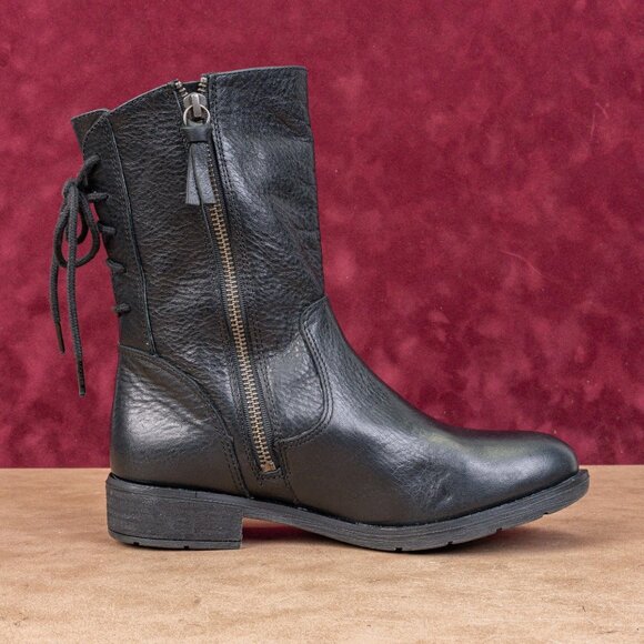 Sofft Wmn Sharnell Low Distress Black Leather Waterproof Back Lace-up Boots 6.5 - Picture 8 of 8